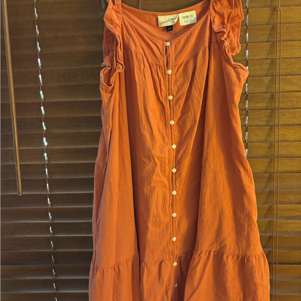 Universal Thread Rust Button-Down Midi Dress